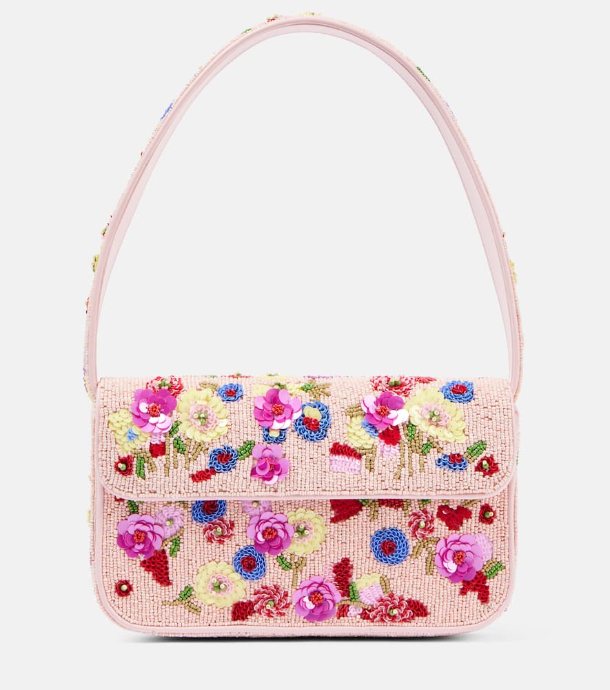 Staud Tommy floral beaded shoulder bag