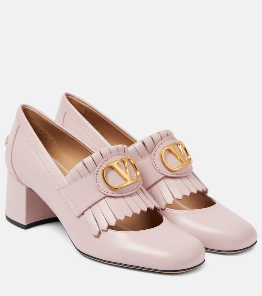 Valentino Smooth Calfskin Leather Shoes With Vlogo In Pink