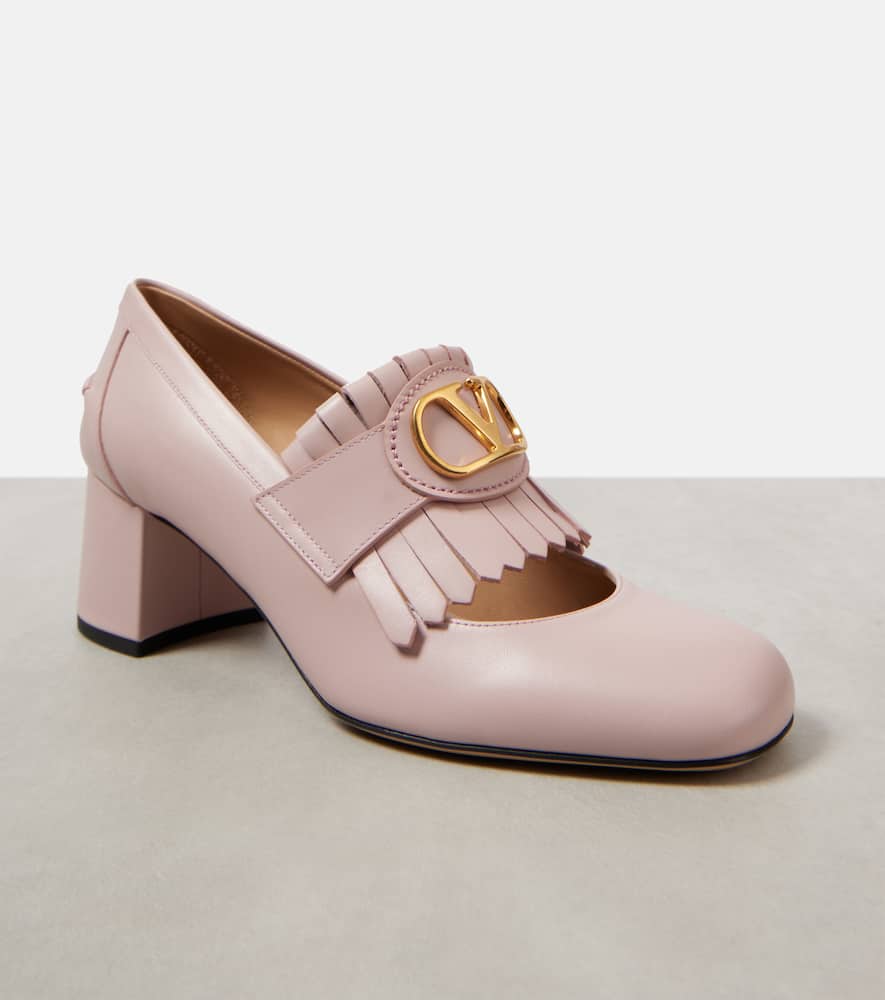 Valentino Smooth Calfskin Leather Shoes With Vlogo In Pink