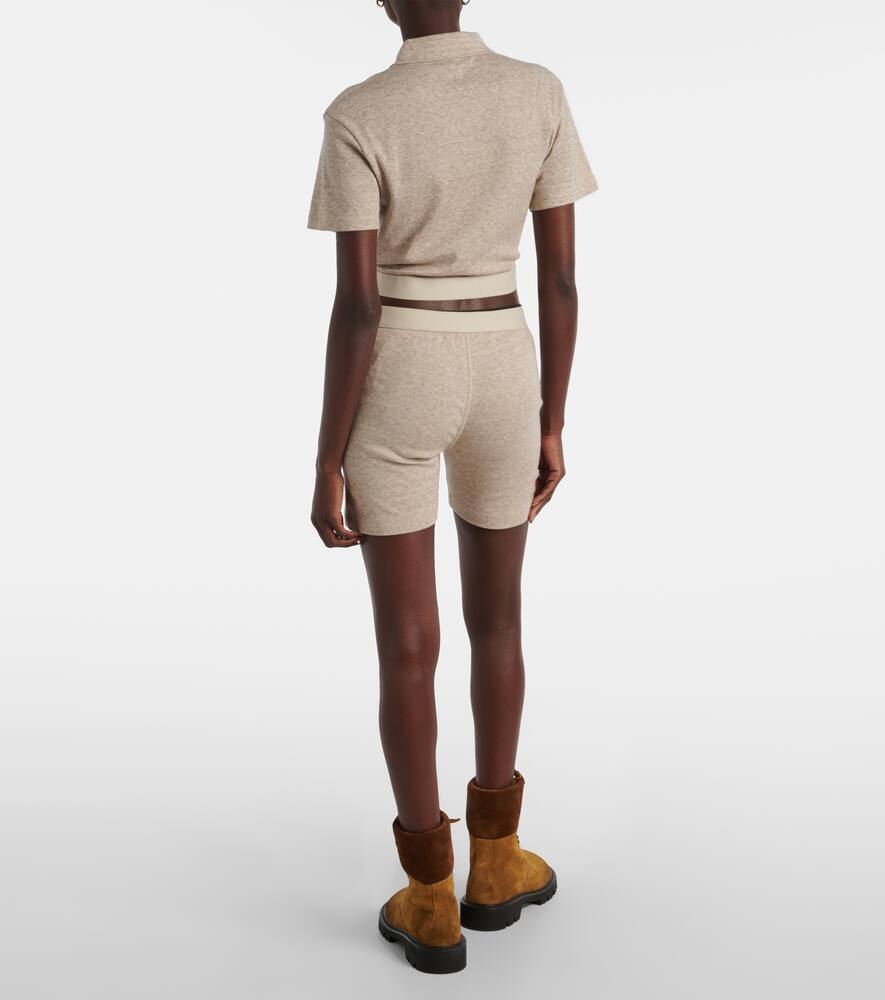 Loewe Logo Cotton And Wool Shorts In Beige