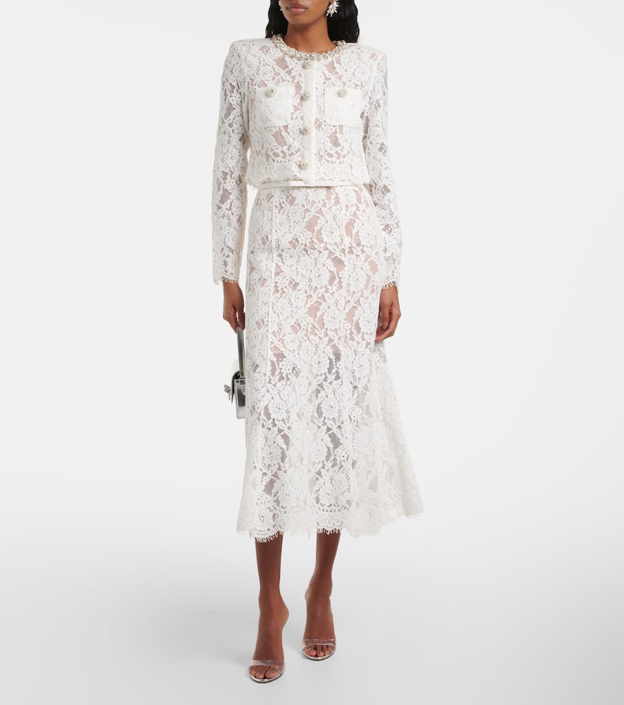 Self-Portrait Embellished lace midi dress