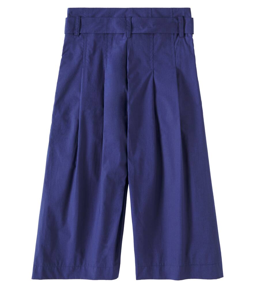 Monnalisa Cotton Poplin Palazzo Pants In Blue