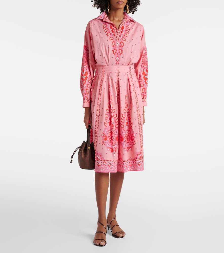 Etro Chemisier Pink Cotton Midi Dress 40