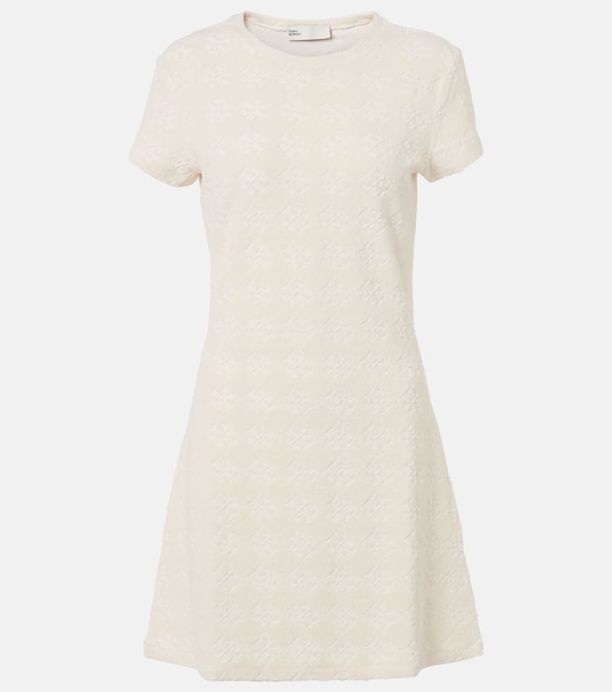 Logo cotton-blend terry jacquard minidress
