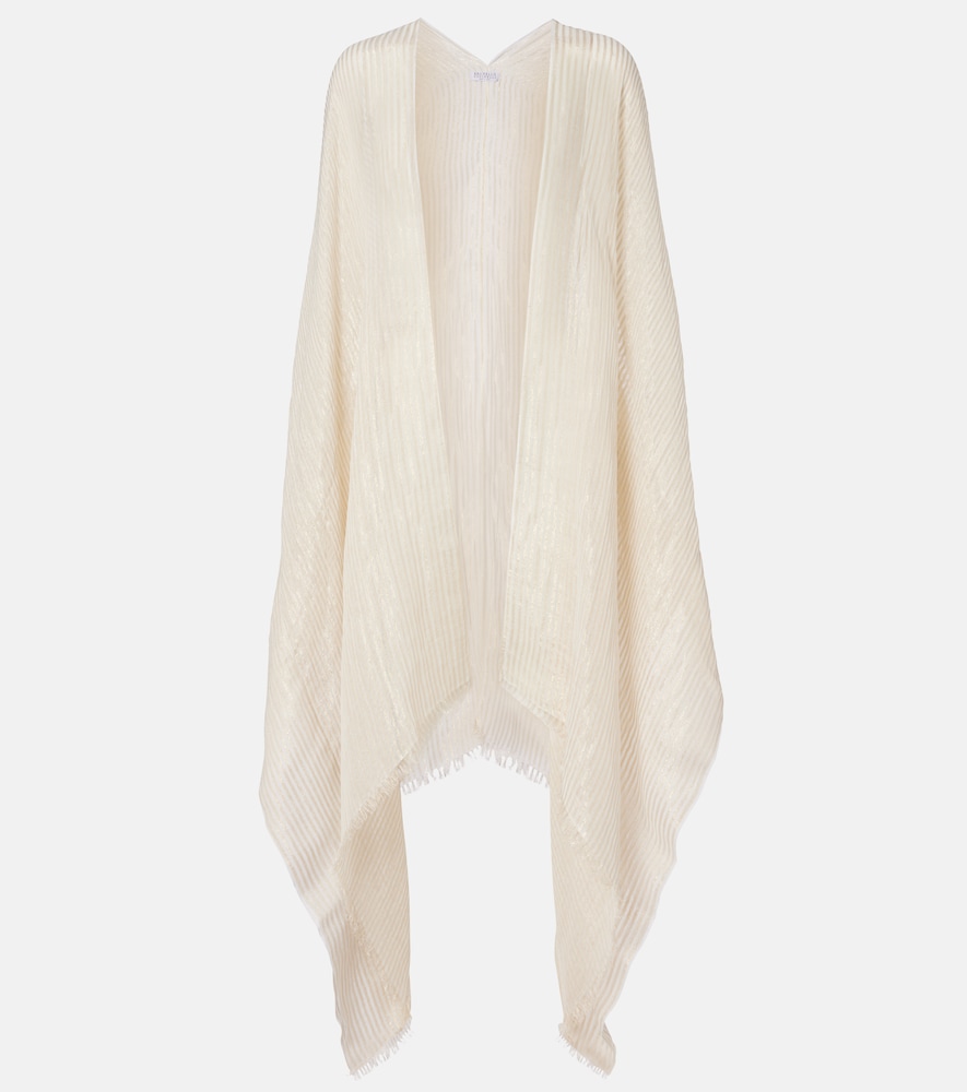 BRUNELLO CUCINELLI Brunello Cucinelli Fringed linen-blend cape　Brunello Cucinelli フリンジ付きリネンブレンドケープ
