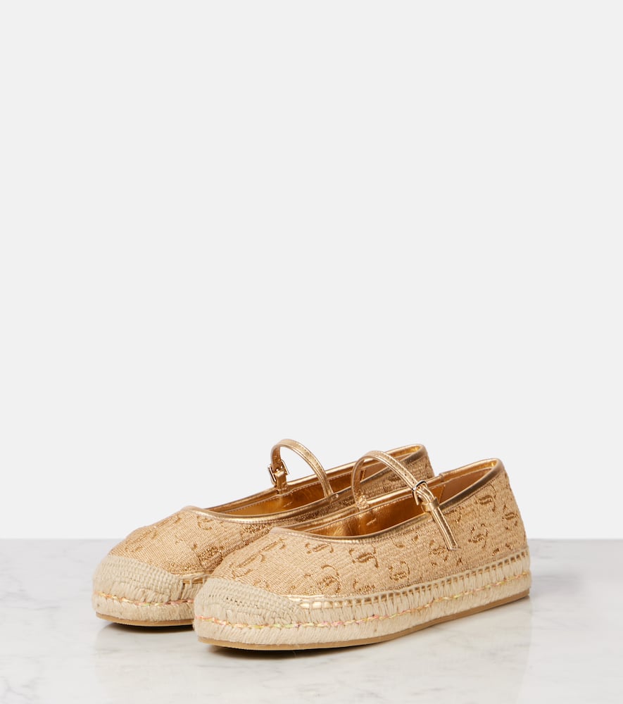 Jimmy Choo 20 Metallic Leather-trimmed Logo-embroidered Straw Platform Espadrilles In Gold