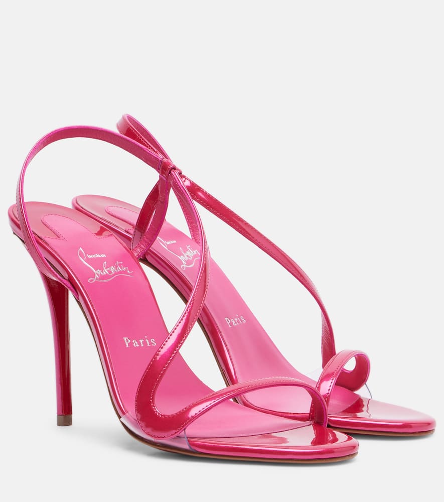 Christian Louboutin Rosa Z 80 Pvc-trimmed Patent-leather Sandals In Multi