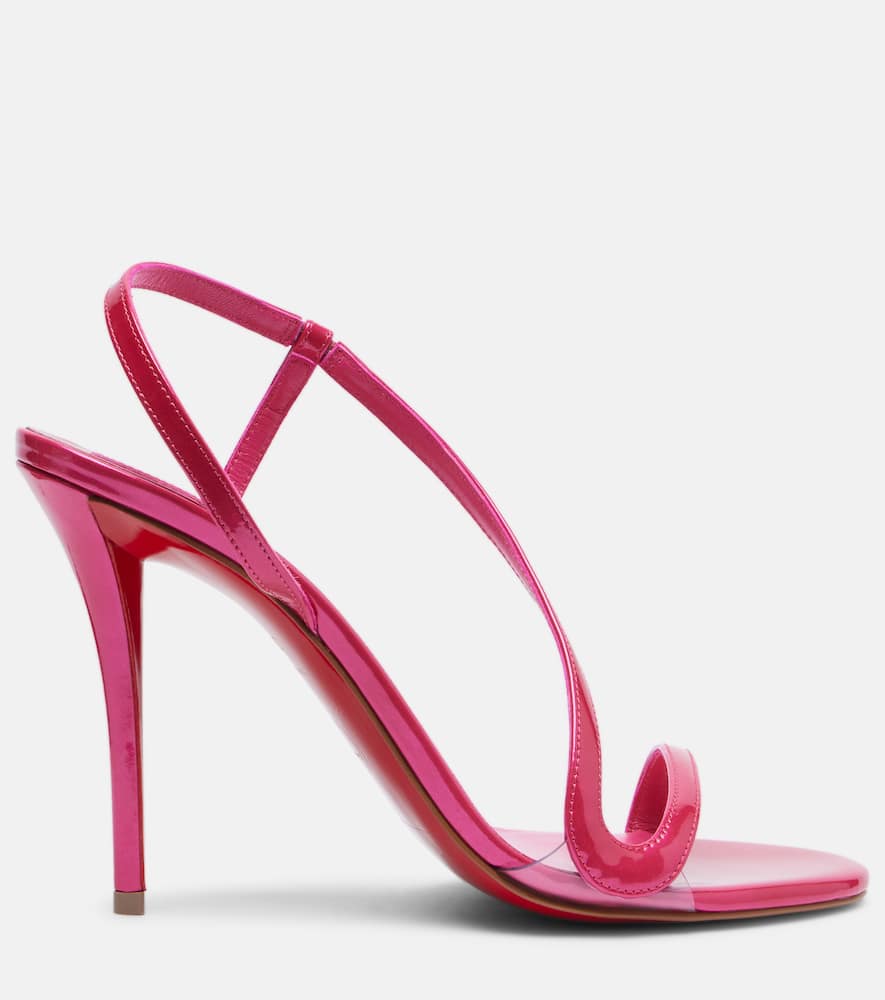 Christian Louboutin Rosa Z 80 Pvc-trimmed Patent-leather Sandals In Multi