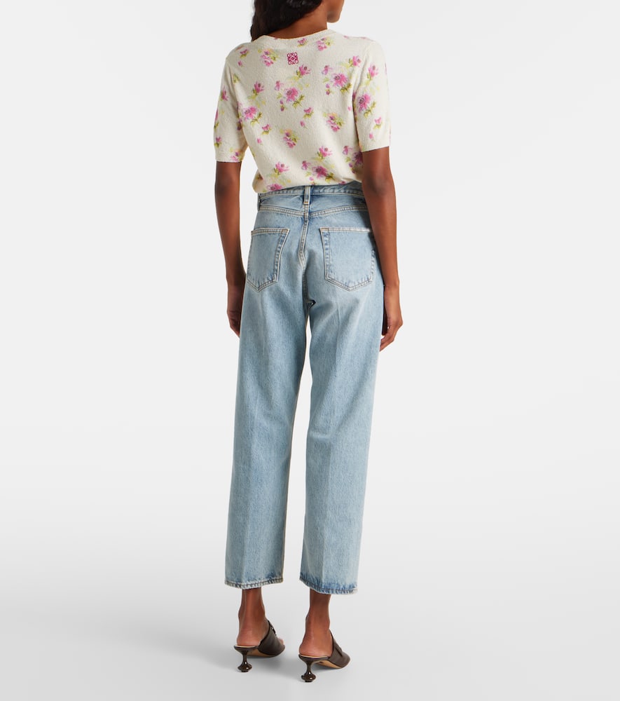 Frame The Vertical Crop High-rise Straight Jeans In Blue
