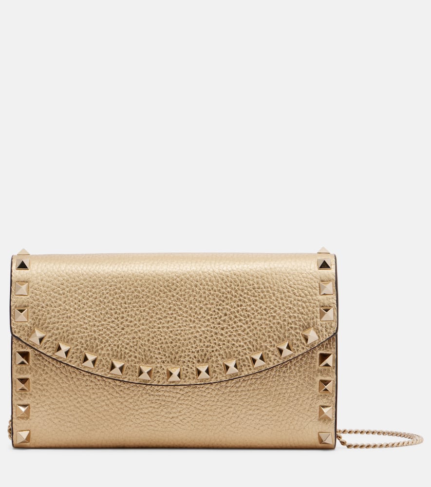 Valentino Rockstud Small Leather Shoulder Bag In Gold
