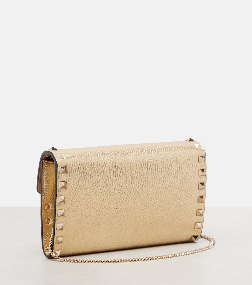 Valentino Rockstud Small Leather Shoulder Bag In Gold
