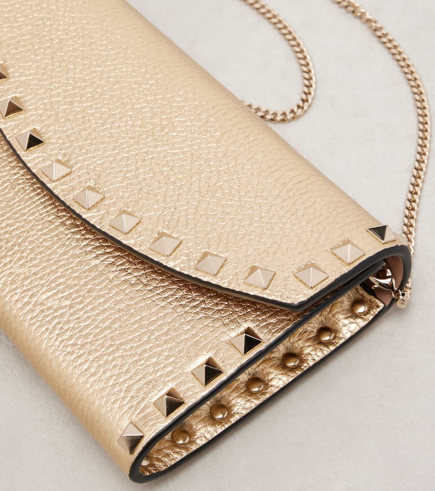 Valentino Rockstud Small Leather Shoulder Bag In Gold