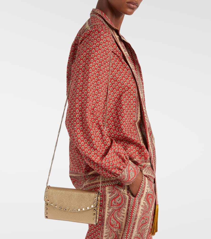 Valentino Rockstud Small Leather Shoulder Bag In Gold