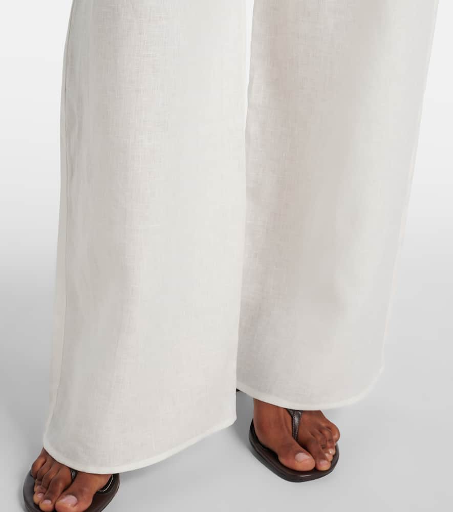 ASCENO AUSTIN LINEN WIDE-LEG PANTS
