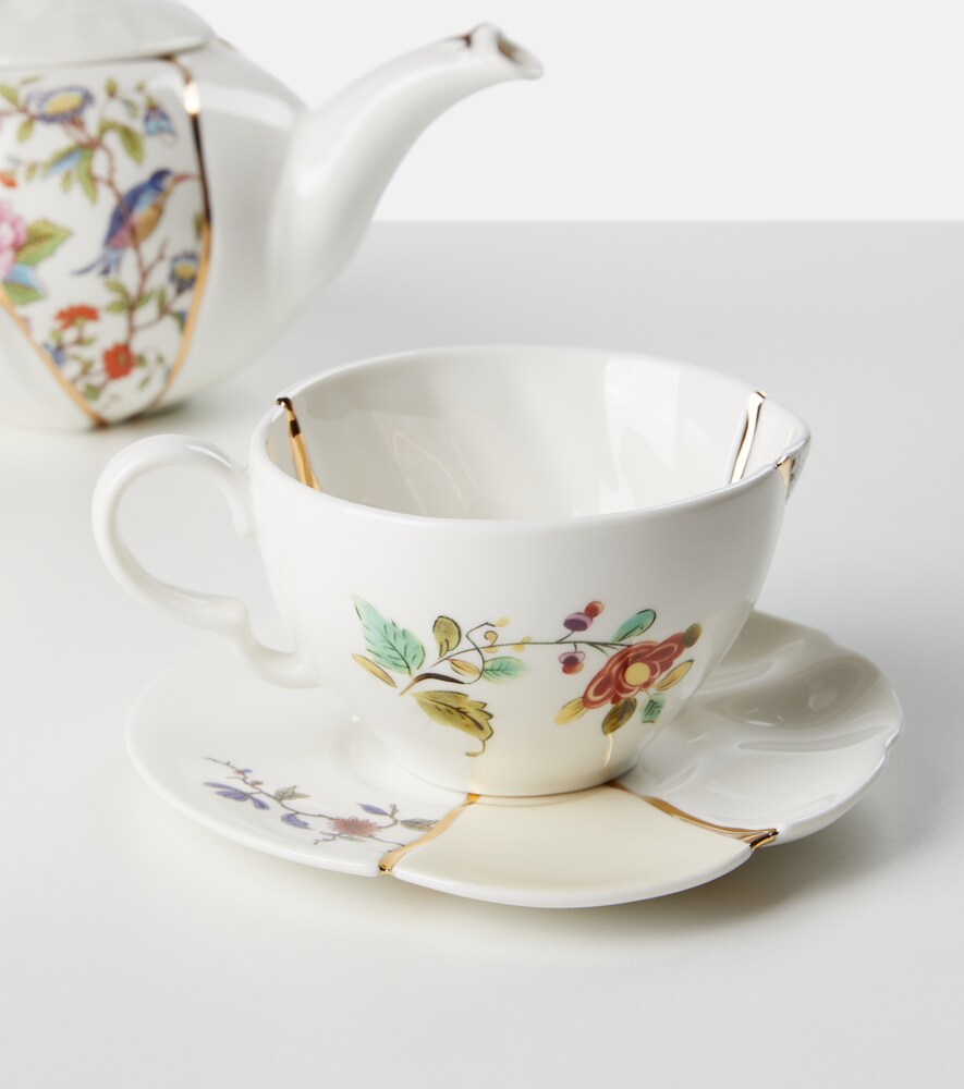  Seletti Seletti Set De Taza De Té Y Platillo Kintsugi De Porcelana Bañada En Oro Por Marcantonio Raimondi Malerba 