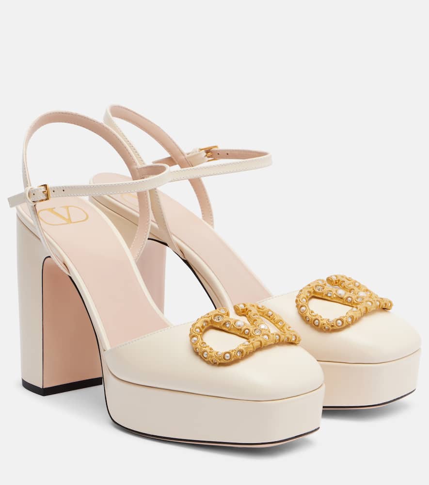 VLogo 115 leather platform pumps
