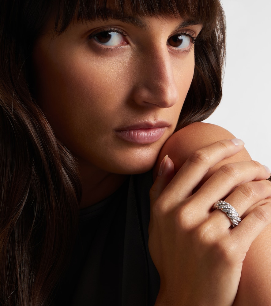  David Yurman David Yurman Ring Sculpted Cable Aus 18kt Weißgold Mit Diamanten 