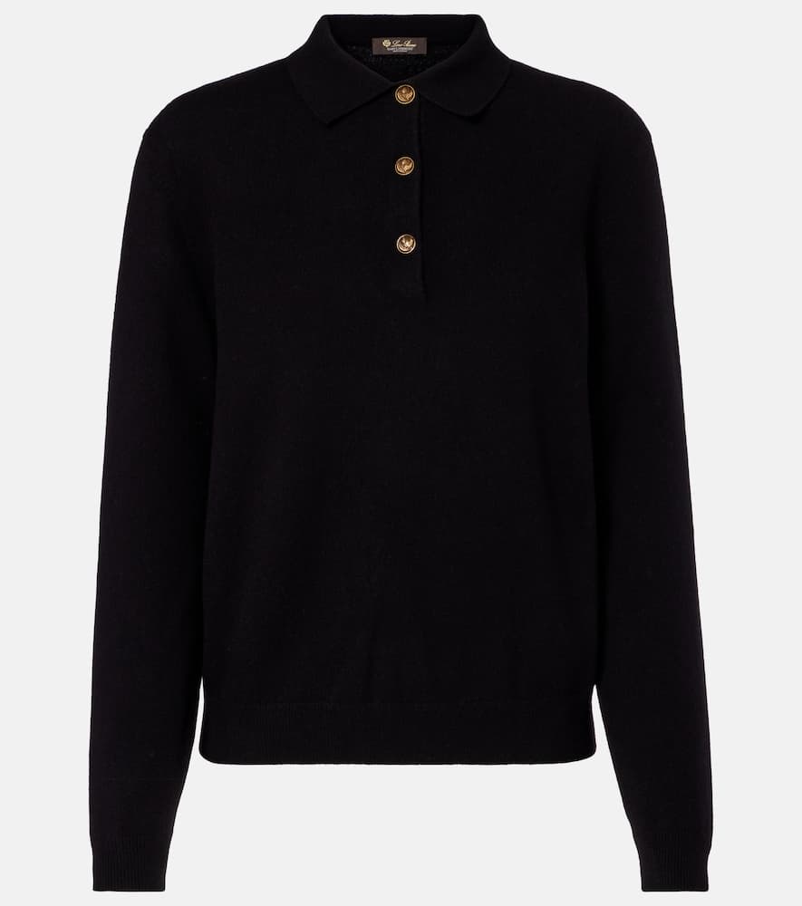 Loro Piana Classic Cashmere Polo Sweater In Black