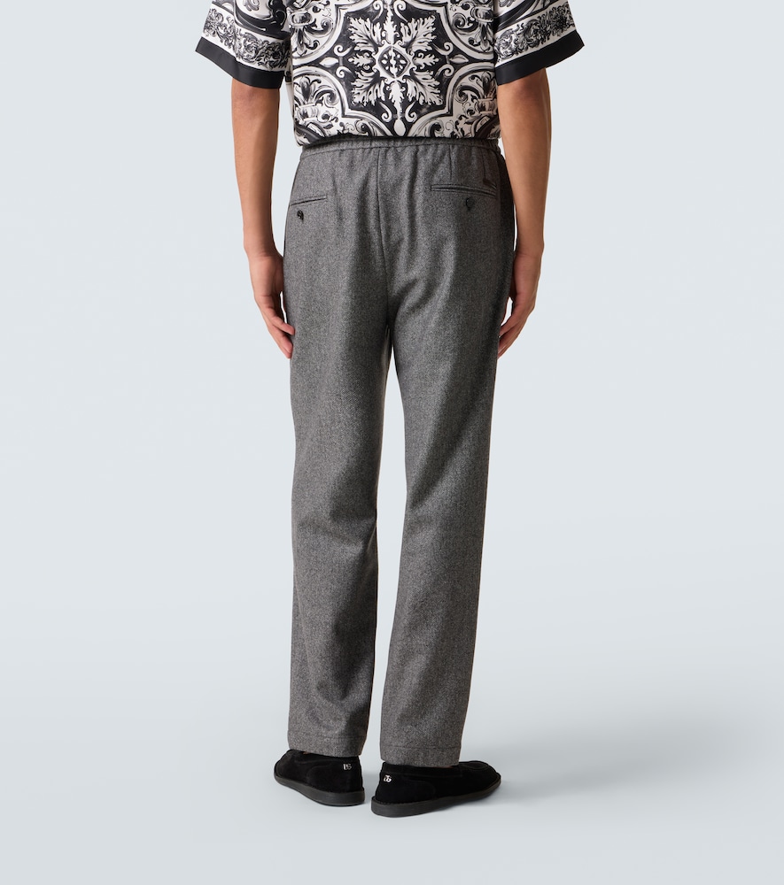  Dolce&gabbana Dolce&gabbana Herringbone Wool-blend Wide-leg Pants 