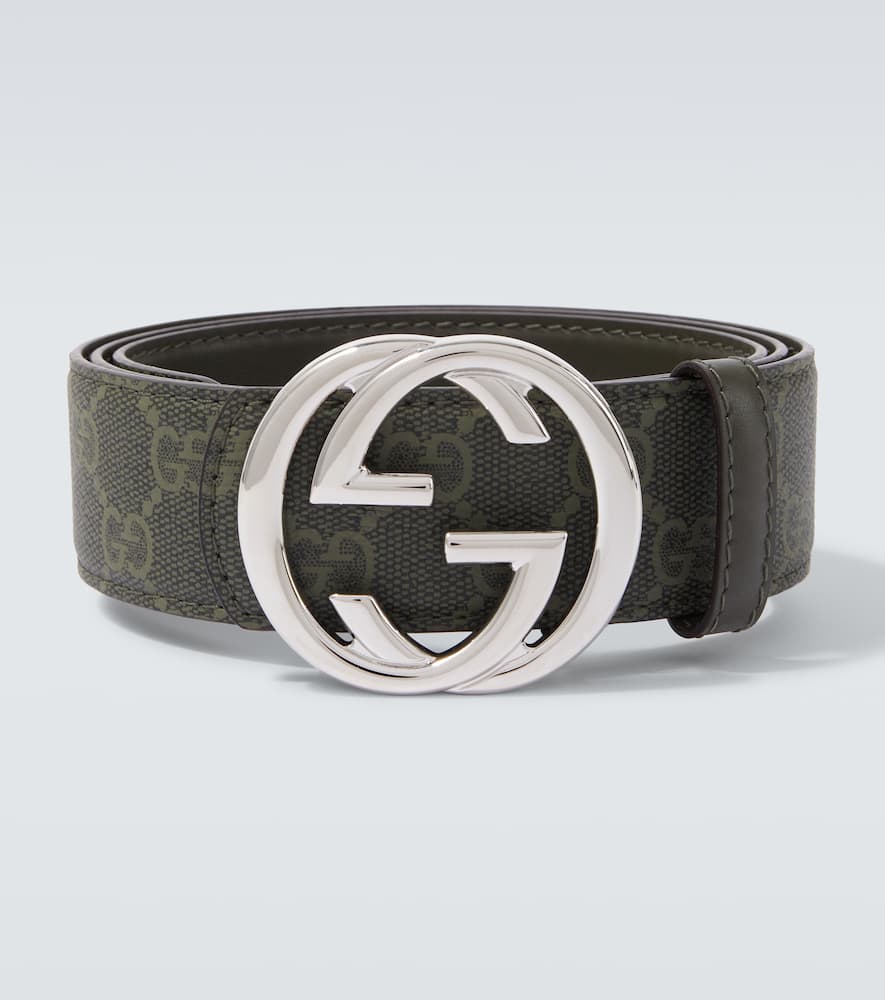 Gucci Gg Reversible Leather Belt In Green