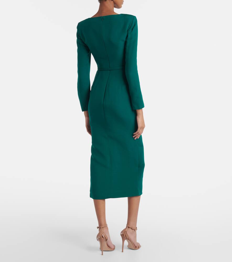 Roland Mouret Belted Wool And Silk Midi Dress In Green