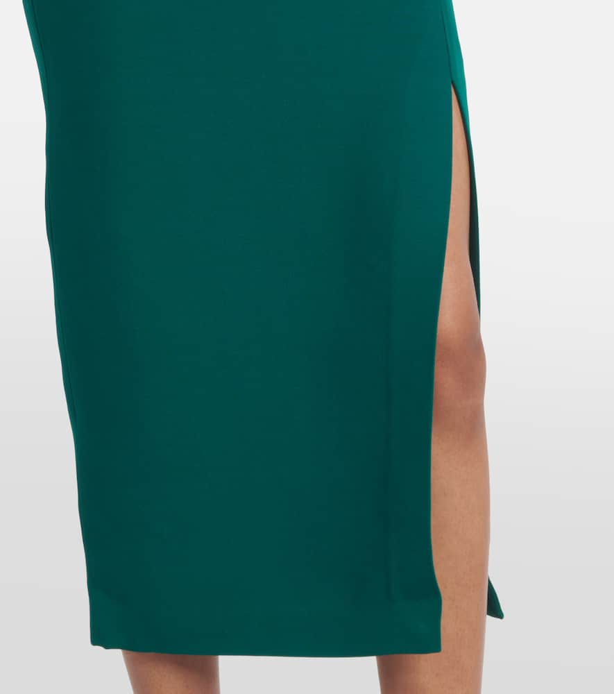 Roland Mouret Belted Wool And Silk Midi Dress In Green