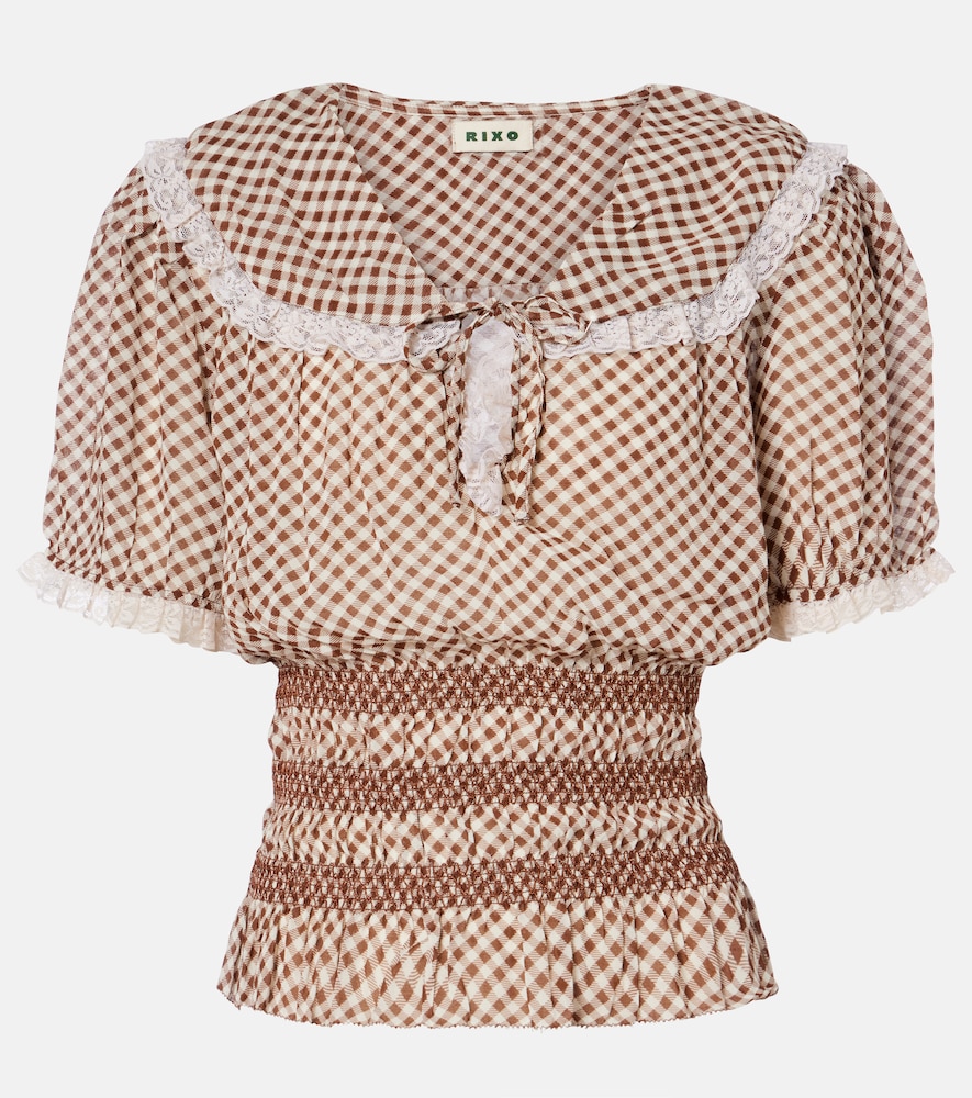 Rixo Top Britt carreaux et dentelle 105 €