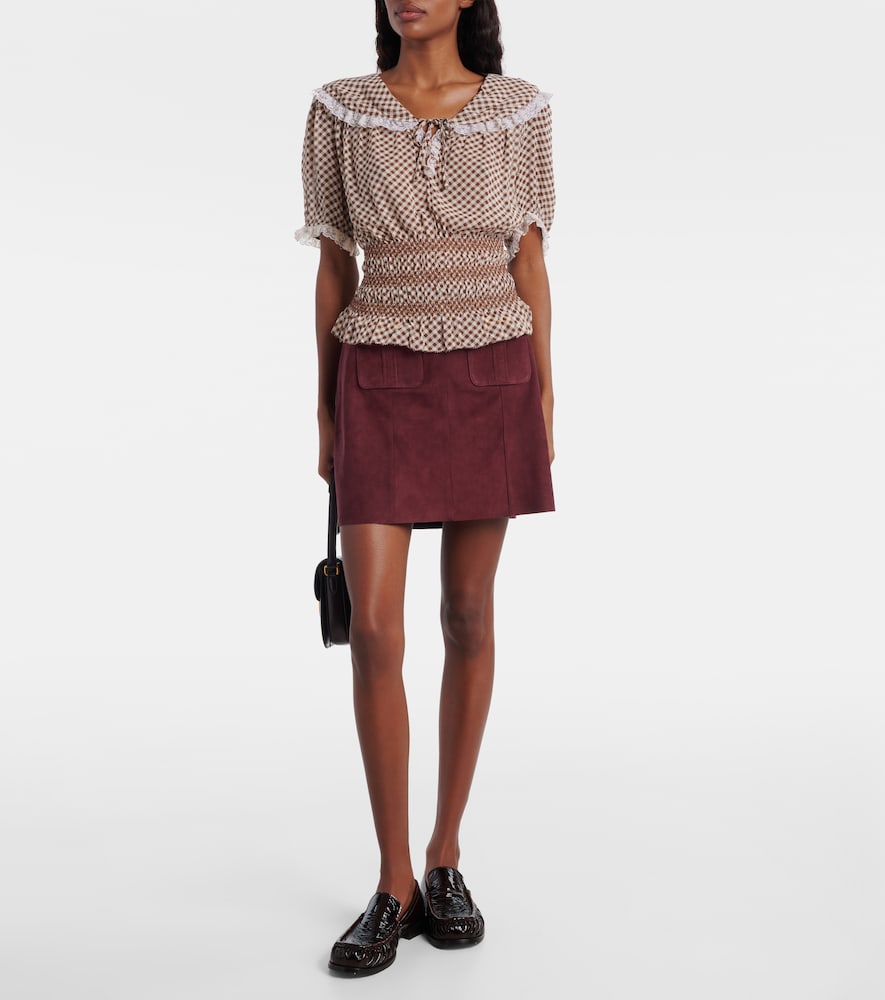  Rixo Rixo Britt Gingham Shirred Crãªpe Top 