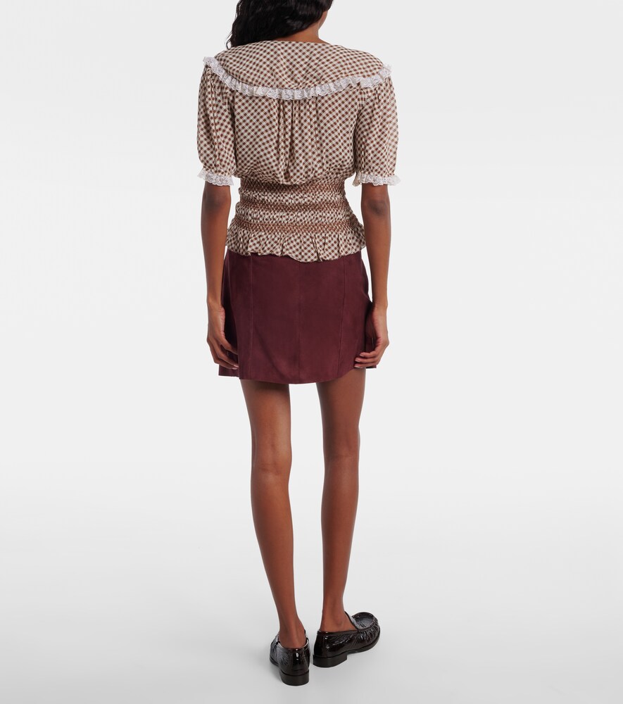  Rixo Rixo Britt Gingham Shirred Crãªpe Top 