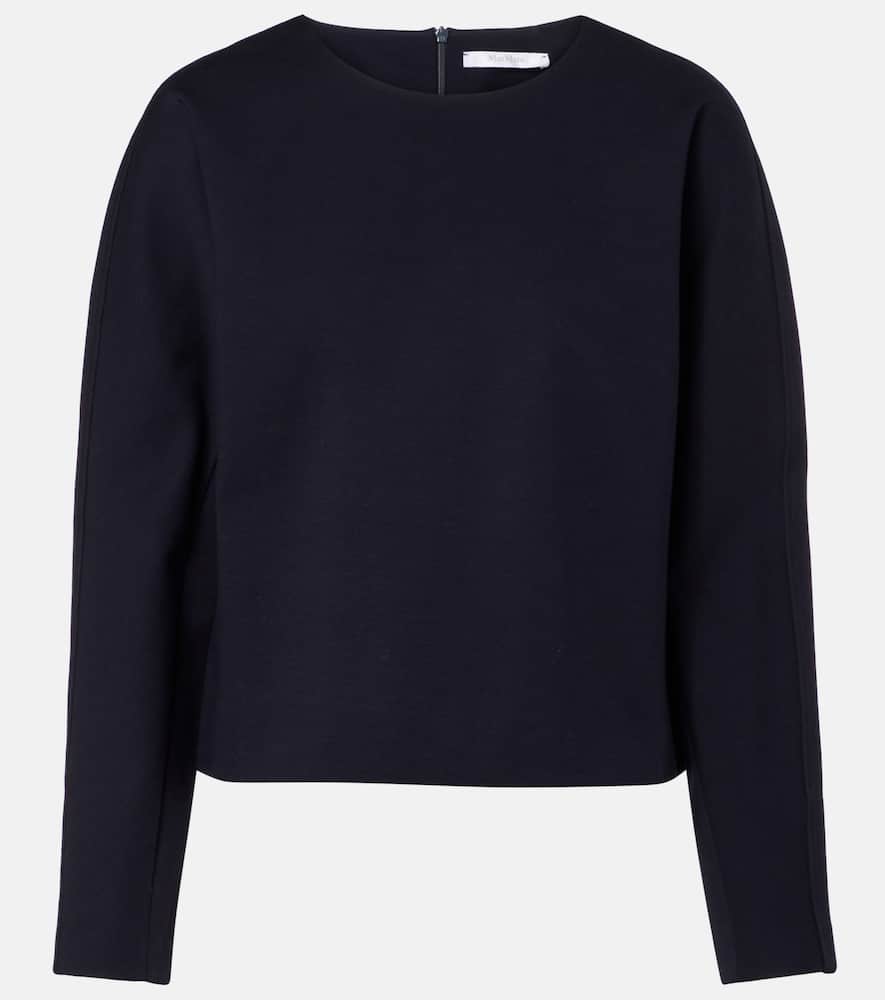 Max Mara Girello Wool And Cotton-blend Top In Black