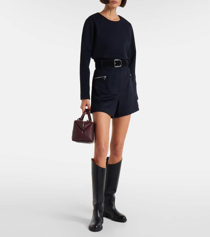 Max Mara Girello Wool And Cotton-blend Top In Black