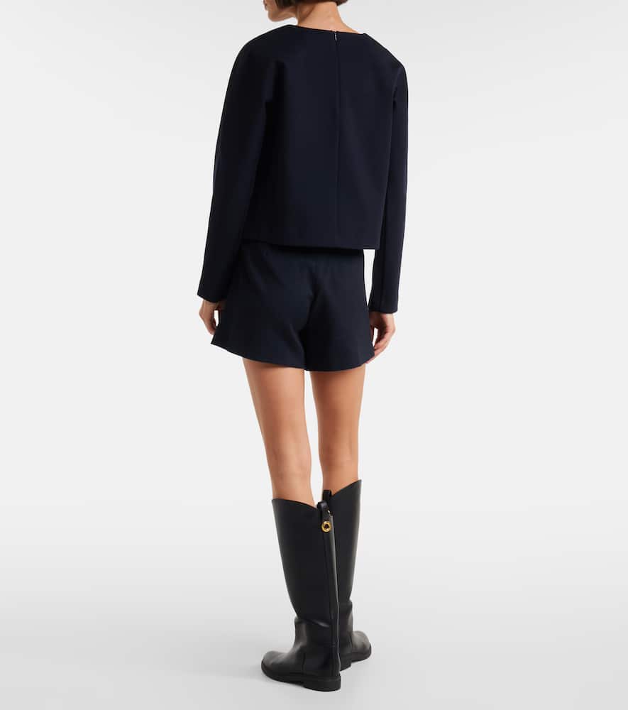 Max Mara Girello Wool And Cotton-blend Top In Black