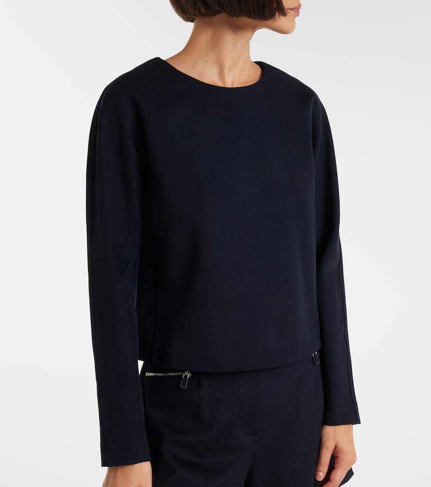 Max Mara Girello Wool And Cotton-blend Top In Black