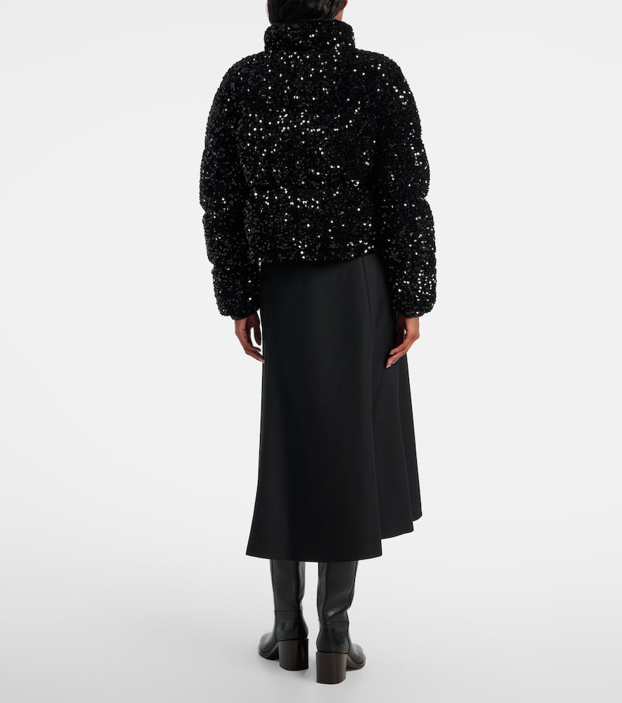 Moncler Louvi Sequin-embroidered Short Down Jacket In Black