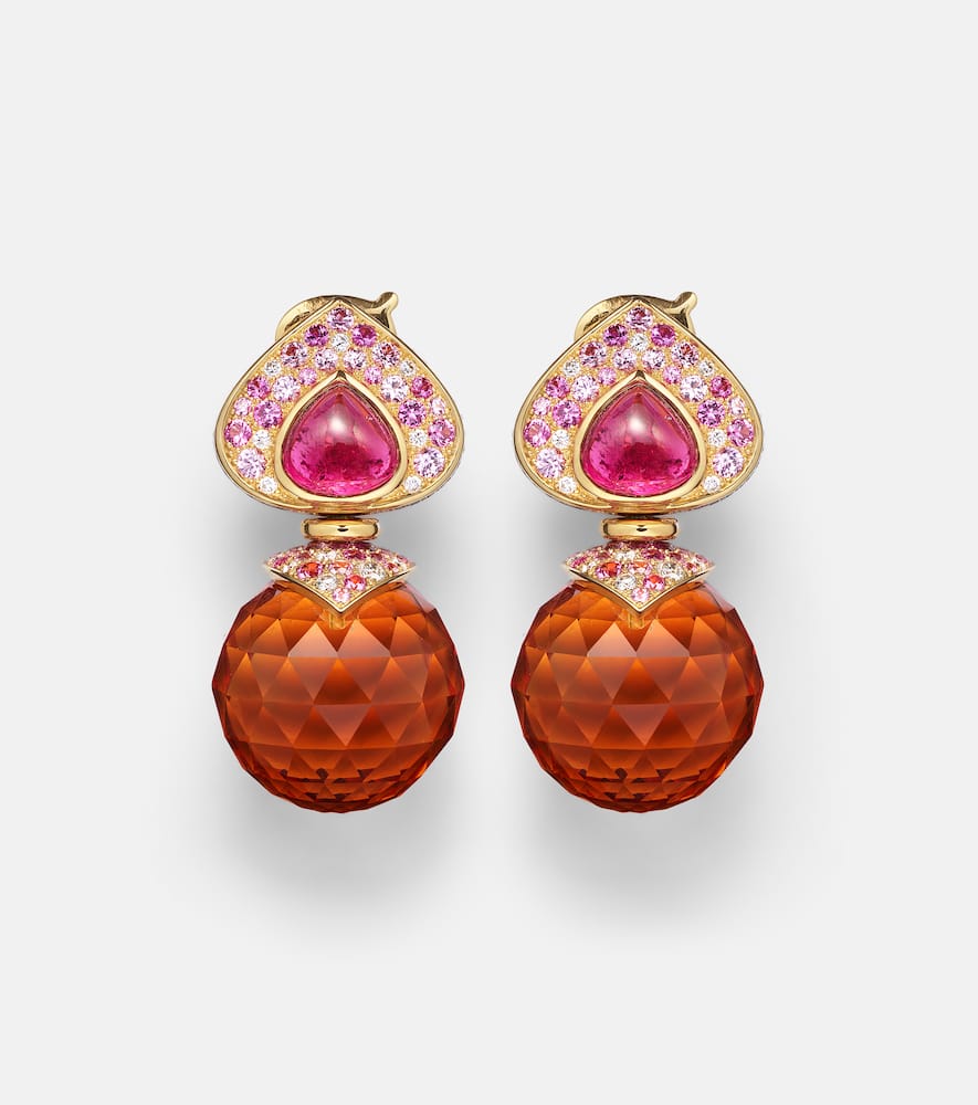 Marina B Acilla 18kt Gold Drop Earrings With Gemstones In Gold