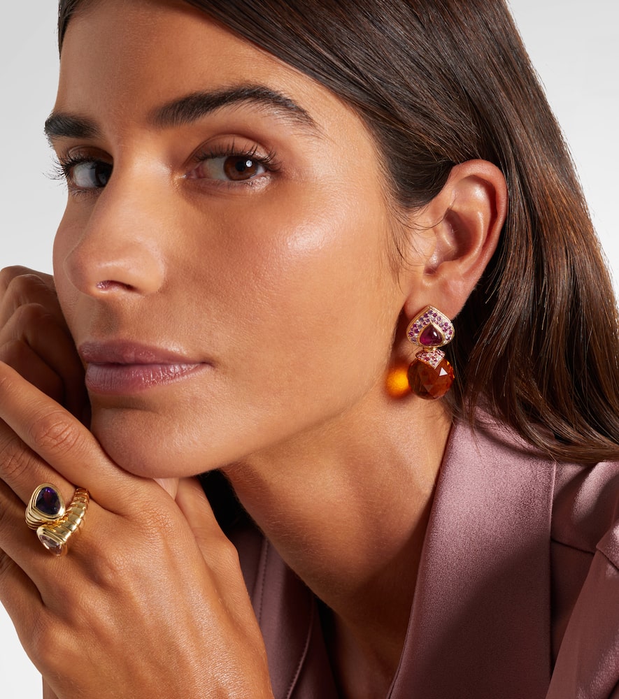 Marina B Acilla 18kt Gold Drop Earrings With Gemstones In Gold