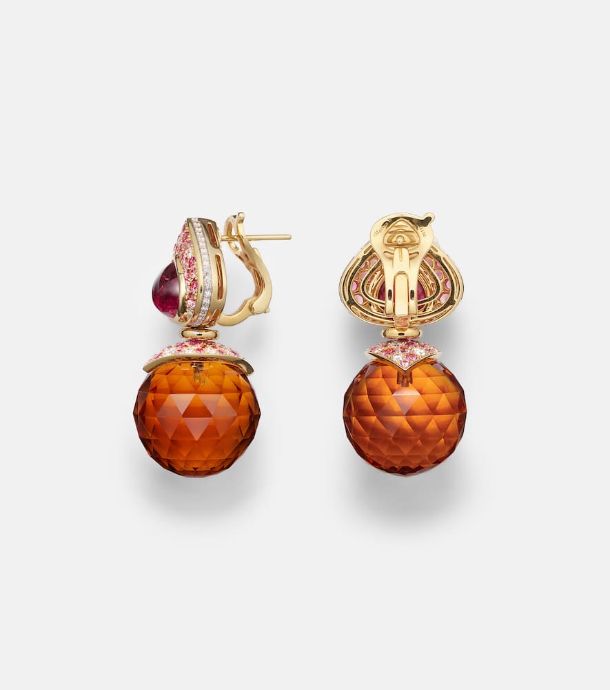 Marina B Acilla 18kt Gold Drop Earrings With Gemstones In Gold