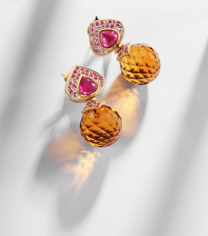 Marina B Acilla 18kt Gold Drop Earrings With Gemstones In Gold