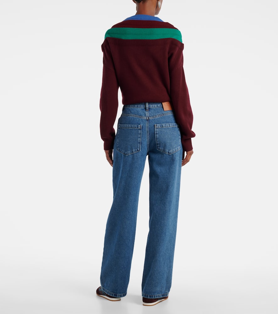 Loewe Baggy Jeans With Wide Leg And Anagram Cut-outs In Blue