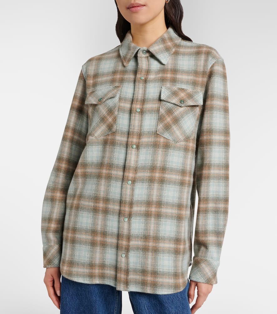 God's True Cashmere Joy Tartan Cashmere Shirt With Emerald In Multi