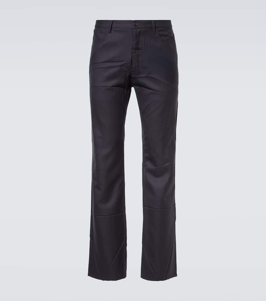 Balenciaga Pinstripe Wool Straight Pants In Blue