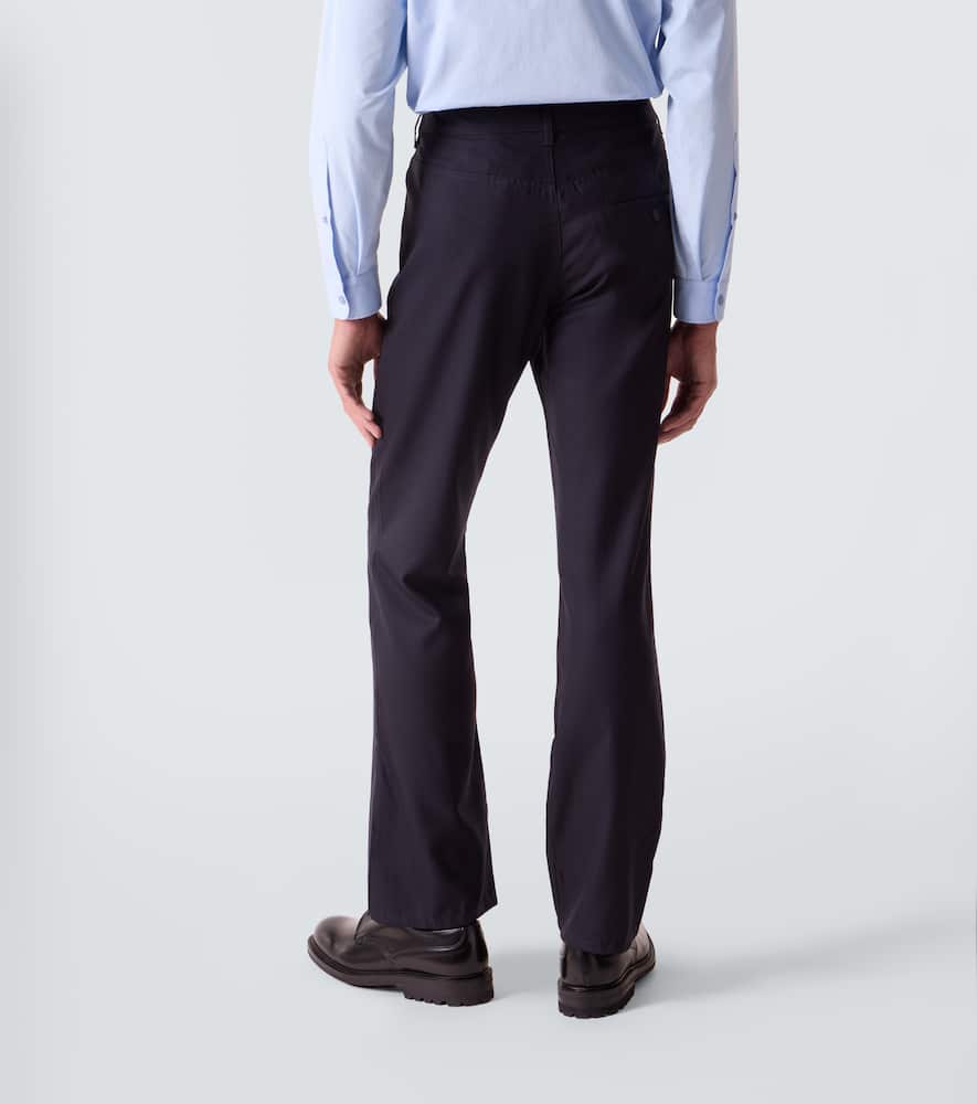 Balenciaga Pinstripe Wool Straight Pants In Blue