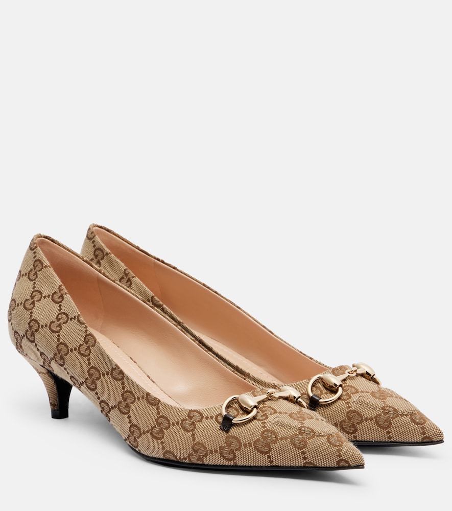 Gucci Women's Beige Erin Gg Canvas Horsebit 45 Pumps Uk Size 3.5