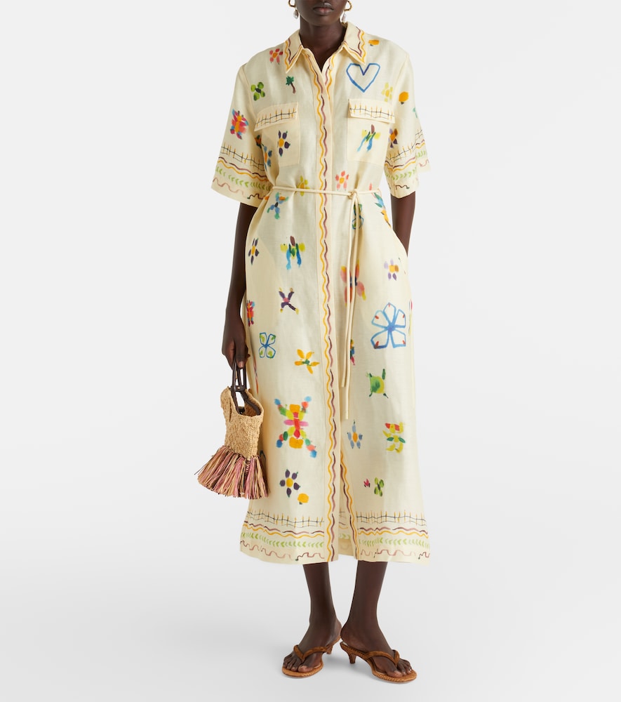 Alémais Sidi floral linen-blend shirt dress
