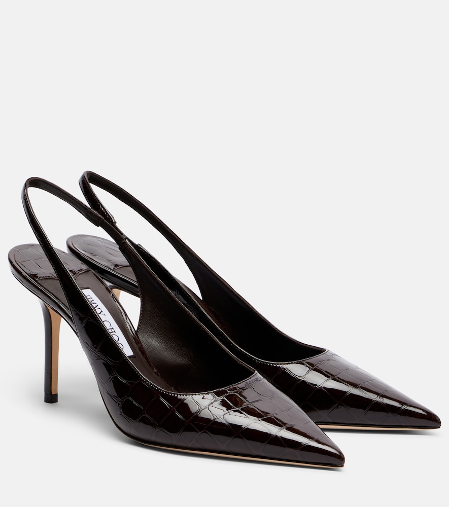 Jimmy Choo Love croc-effect leather slingback pumps