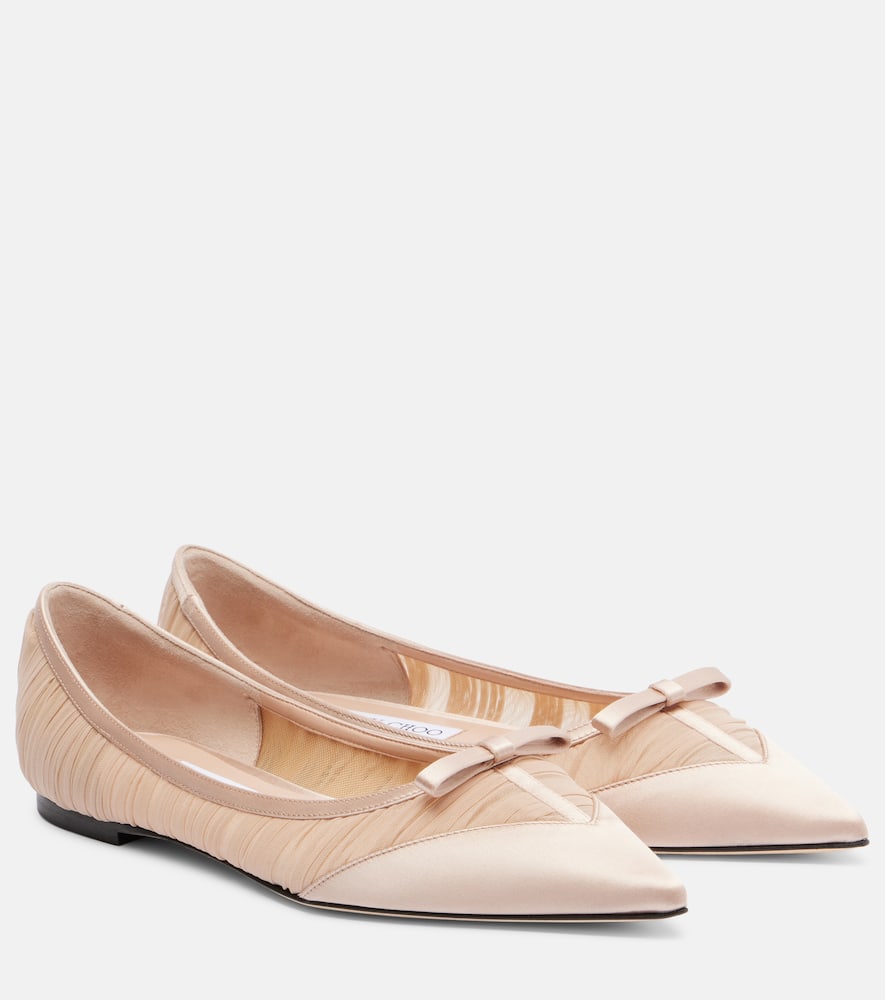 Jimmy Choo Love Mesh And Satin Ballet Flats In Pink