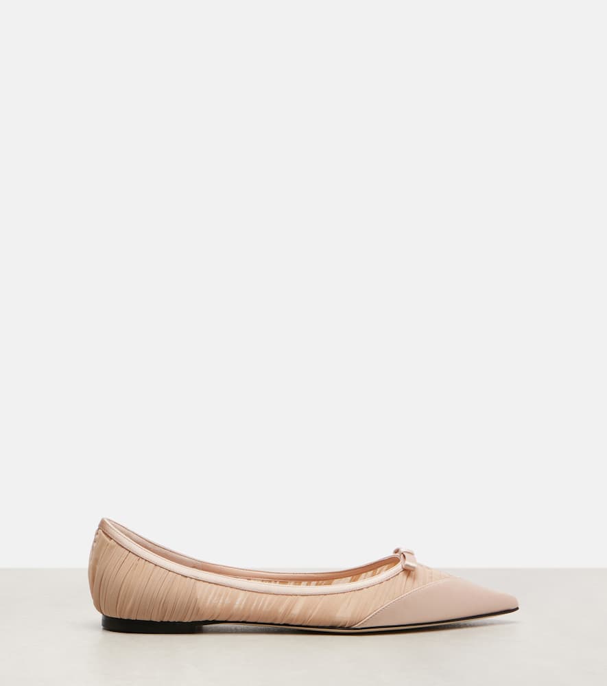 Jimmy Choo Love Mesh And Satin Ballet Flats In Pink