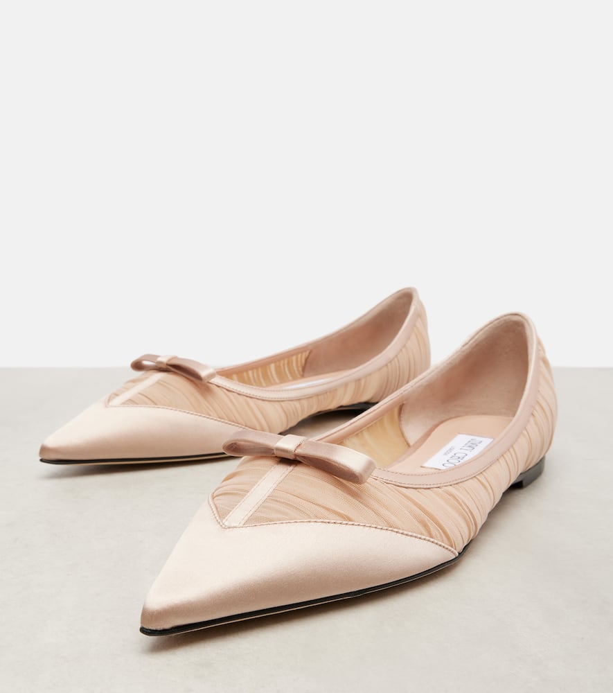 Jimmy Choo Love Mesh And Satin Ballet Flats In Pink