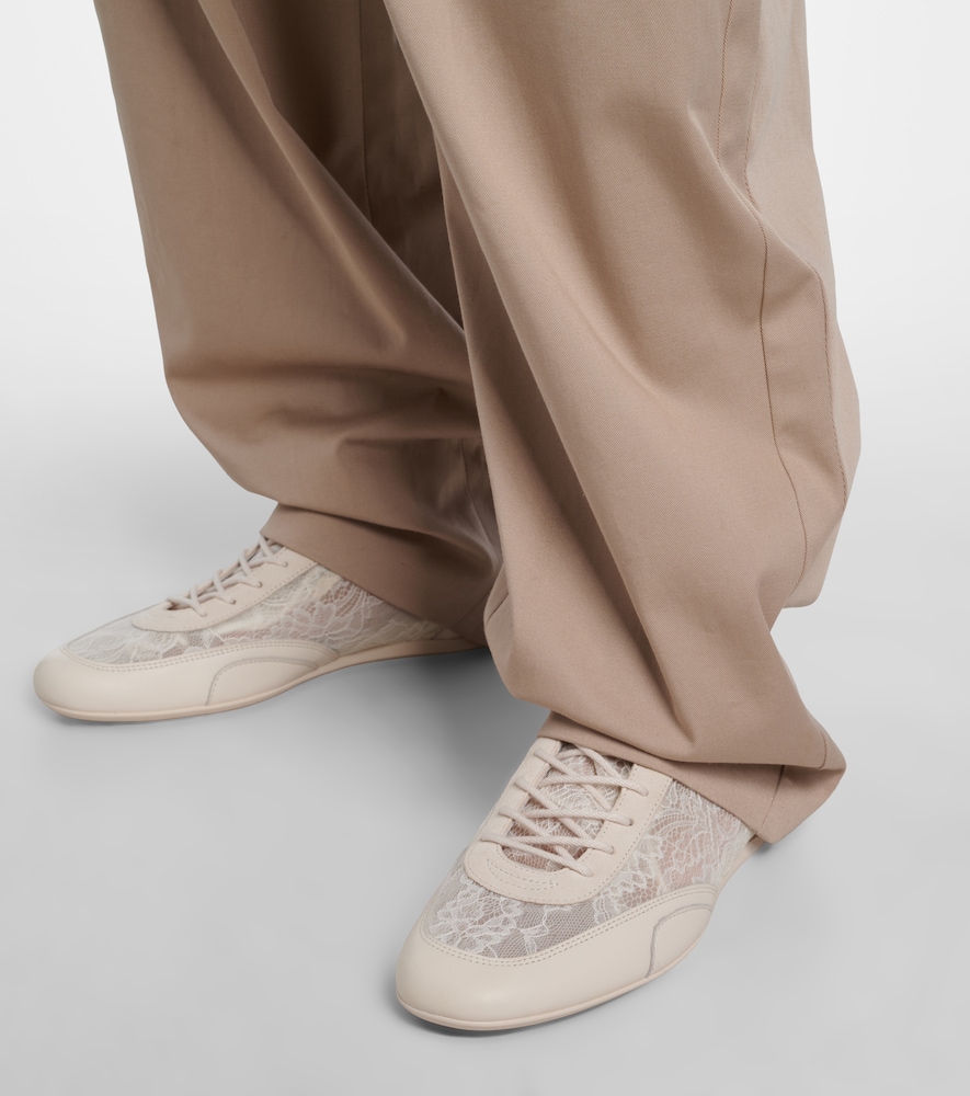 Jimmy Choo Sunny leather-trimmed lace sneakers