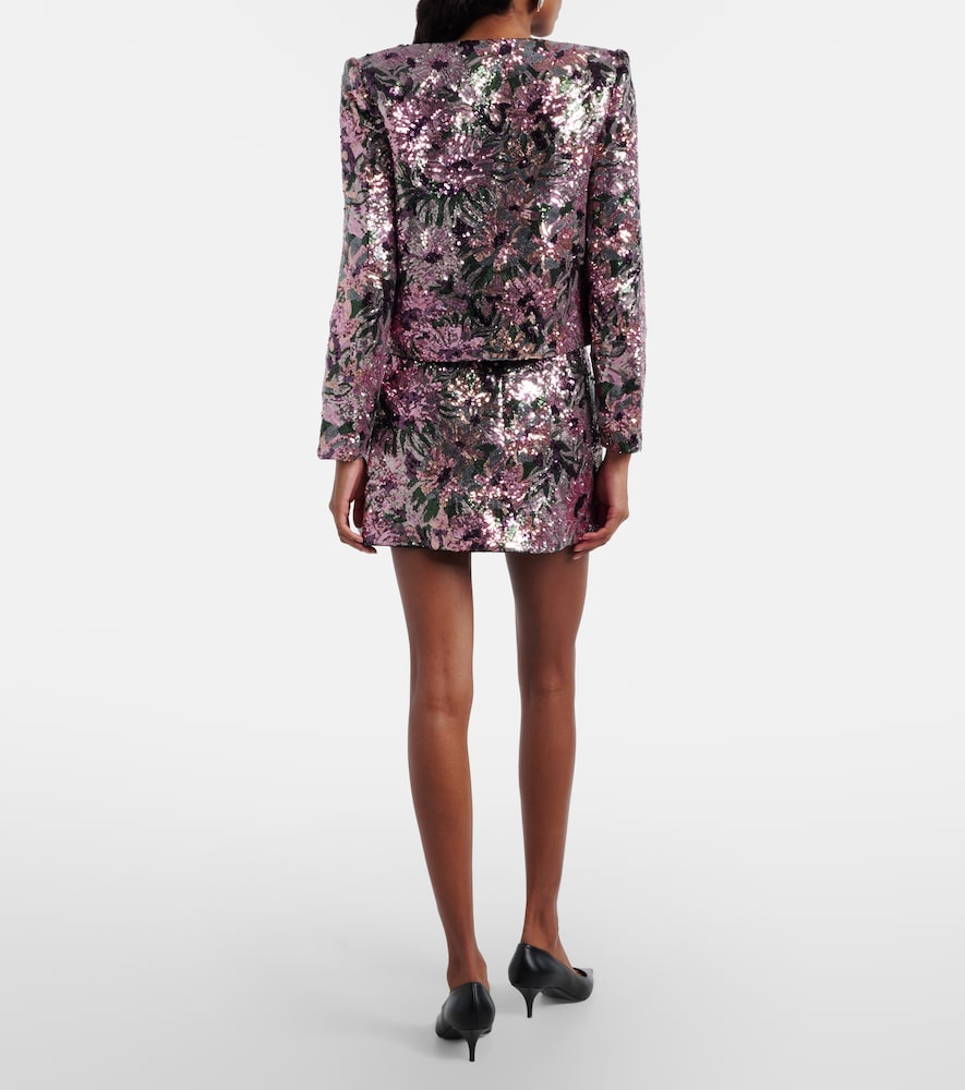 Floral Sequined Miniskirt